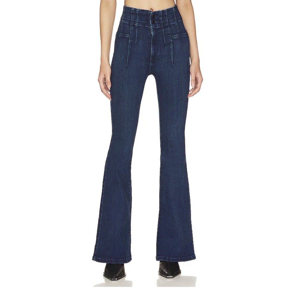 We The Free People Jeans Womens 31 Jayde Flare Bell Bottom Dark Wash Denim Blue